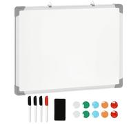 Tableau blanc - HOMCOM - magnétique cadre aluminium feutres effaceur aimants - alu - 60x45cm - blanc