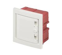 Tableau blanc IP40, 4 modules, 154 x 160 x 80 mm, panneau électrique encastré, pour maçonnerie, porte aveugle, pour intérieur, avec bornier 1 x 4, barre DIN amovible et réglable