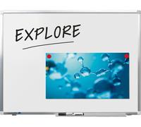 Tableau blanc Legamaster PREMIUM PLUS 45 x 60 cm, résistant aux rayures, émaillé, blanc, cadre en aluminium, coins en plastique blanc, étagère de 30 cm