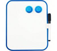 Tableau blanc magnétique 6 pouces x 8 pouces avec cadre bleu clair, livré avec marqueur pour tableau blanc et 2 aimants, convient pour les casiers d'école, la maison, le bureau, les voyages, la rentré