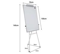 Tableau blanc magnétique - 70 x 100 cm - Trépied réglable en hauteur - Pliable - Cadre en aluminium - Accessoires : 1 marqueur à base d'eau, 6 aimants, 1 gomme - Blanc