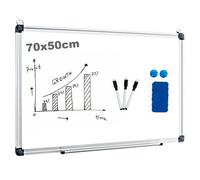 Tableau Blanc Magnétique 70x50CM COSTWAY Surface Effaçable,Cadre en Aluminium-2 Aimants,3 Stylos,Effaçable à Sec-Ecole,Bureau
