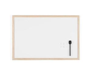 Tableau Blanc Magnétique - Bi-Office - 60 X 40 Cm - 1 Marqueur - 2 Aimants - Cadre En Bois