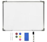 vidaXL Tableau blanc magnétique effaçable à sec mural 70x50 cm acier blanc – montage inclus