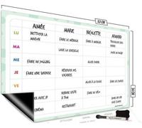 Tableau blanc magnétique Famanu, planificateur hebdomadaire flexible, dimensions : 53 x 34 cm
