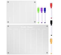 Tableau Blanc Magnétique Planning en Acrylique, pour Réfrigérateur | Réutilisable, Effaçage Rapide et Surface Lisse, pour École, Repas Quotidiens, Étudiants et Organisateurs