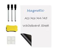 Tableau blanc magnétique pour réfrigérateur, feuille de tableau blanc pour bureau, maison, cuisine, mémos, listes, menus, tableau blanc magnétique pour réfrigérateur, film avec stylos et gomme (blanc
