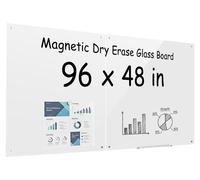 Tableau blanc magnétique VEVOR, 120x120 cm, tableau mural magnétique, lot de 2, blanc, pour bureau, école, salle de nseignement à domicile. Sans cadre, verre de sécurité de 4 mm d'épaisseur.