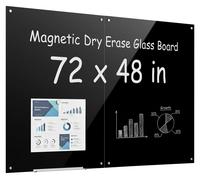 Tableau blanc magnétique VEVOR, 120x90 cm, tableau mural magnétique, lot de 2, couleur noire, idéal pour le bureau, l'école, les salles de classe, l'enseignement à domicile. Sans cadre, verre de sécur