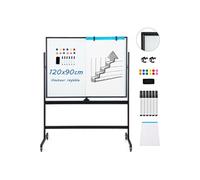 Tableau Blanc Mobile Magnétique, 120x90cm, Tableau Réversible Effaçable à Sec