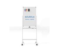 Tableau Blanc Mobile Magnétique Double Face, 4 Roulettes, pour Ecole,Bureau(Blanc)