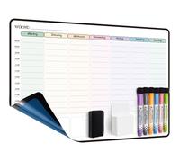 Tableau Blanc, Planificateur Semainier, Planning Hebdomadaire, 42 X 28 Cm, Effaçable, Autocollant Pour Mur, Verre Et Bois (Toute S