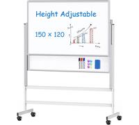 Tableau blanc réglable en hauteur, trépied pour chevalet, tableau blanc mobile sur roulettes, double face, magnétique, tableau blanc coulissant pour tableau blanc