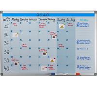Tableau blanc Relaxdays, agenda hebdomadaire, effaçable, magnétique, tableau de planification avec porte-crayons, tableau magnétique 60 x 90 cm, blanc