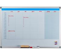 Tableau blanc Relaxdays, agenda journalier, effaçable, magnétique, tableau de planification avec porte-crayons, tableau magnétique 60 x 90 cm, blanc