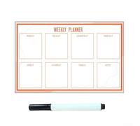 Tableau blanc semainier amovible effaçable à sec pour réfrigérateurs en acier inoxydable, tableau d'affichage en PVC avec stylo, 30 x 40 cm