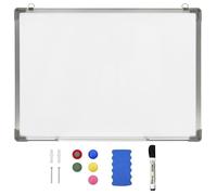 vidaXL Tableau blanc mural magnétique effaçable à sec 90x60 cm acier laqué montage inclus