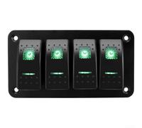 Tableau Commutateur Marine ABS Aluminium 12V pour robuste Tableau(4 People) | IP65 waterproof, green LED visibility, 5-way control, marine grade, easy install