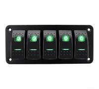 Tableau Commutateur Marine ABS Aluminium IP65(5 People) | 5 interrupteurs tactiles, LED verte visible, économie énergie, contrôle appareils 12V, design compact
