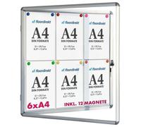 Tableau d’affichage mural intérieur, Vitrine intérieure, 70 x 67 cm 6 x A4 Avec 12 aimants