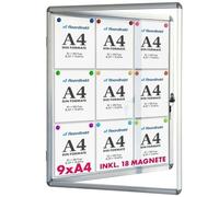 Tableau d’affichage mural intérieur, Vitrine intérieure, 70 x 97 cm 9 x A4 Avec 18 aimants