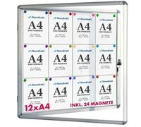 Tableau d’affichage mural intérieur, Vitrine intérieure, 94 x 98 cm 12 x A4 Avec 24 aimants