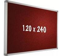 Tableau d'affichage Camira Tissu PRO Santiago - Cadre Aluminium - Montage facile - Punaises - Rouge - Tableaux d'affichage - 120x240cm
