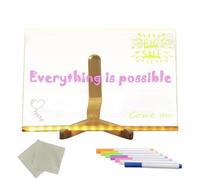 Tableau d'affichage en acrylique effaçable à sec avec lumière, tableau mémo LED coloré, tableau d'écriture LED pour , tableau d'affichage lumineux avec lumière, effaçable à sec
