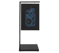 Tableau d'affichage en ardoise - Double face - Autoportant - Mobile - Plaqué en fer émaillé - Cadre en fer - Noir