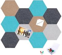 Tableau d'affichage hexagonal - Fait maison - 10 pièces - Feutre - Couleurs arc-en-ciel