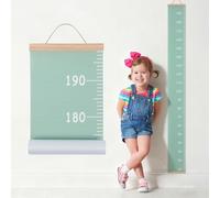 Tableau de Croissance pour Garçon et Filles Amovible, Mesure Murale Vert | Toile et Bois, Style Moderne Simple, Installation Facile, pour Chambre Garçon et Filles, Placard, Décoration