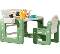 Tableau de dessin double face et chaise pour enfants, avec des blocs de construction, table d'activités pour tout-petits, réglable en hauteur, ensemble de meubles multifonctionnel pour enfants