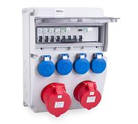 Tableau de distribution électrique de chantier MIDORI | Répartiteur de prises CEE complet 1184 Plus avec 1x 32A/5P, 1x 16A/5P, 4x 230V de HAGER selon IP44 | Distributeur mural avec disjoncteur FI