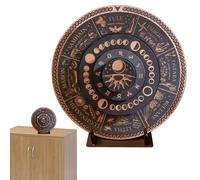 Tableau de la Roue de l'Année,Calendrier de la Roue de l'Année | Panneau gravé d’Astrologie Murale en Bois avec Support - Décoration céleste Pendaison de crémaillère, fête prénatale, Noël, Thanks
