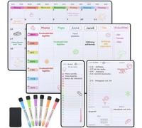 Tableau de planification magnétique - Agenda hebdomadaire et mensuel - Lot de 4 - 42 x 28 cm