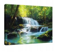 Tableau Deco Chute d'eau Nature Vert Moderne 60x40 cm XXL Impression sur Toile Décoration Murale Intissée pour Salon Chambre