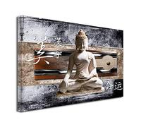 Tableau Deco Zen Bouddha ET Japon imprimée - Impression sur Toile décoration Murale Zen - Déco Maison, Cuisine, Salon, Chambre Adulte - Marron 50x30 cm