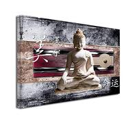 Tableau Deco Zen Bouddha ET Japon imprimée - Impression sur Toile décoration Murale Zen - Déco Maison, Cuisine, Salon, Chambre Adulte - Violet 50x30 cm