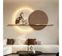 Tableau Décoratif 3D avec Éclairage LED Murale, Décoration Murale Moderne Design Lune, Art Lumineux Sculpture à Suspendre en Acrylique avec Lumière Chaude et Téléc Style-B 31.5 × 62.9 in（80 × 160 cm）