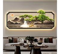 Tableau Décoratif 3D avec Éclairage LED Murale, Peinture Lumineuse Paysage Moderne Relief, Grand Panneau Suspendu Art Lumineux pour Salon, Chambre, Couloir & Entrée,Style Gale D （39.3*15.8in)100*40cm