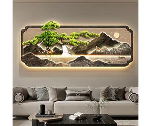 Tableau Décoratif 3D avec Éclairage LED Murale, Peinture Lumineuse Paysage Moderne Relief, Grand Panneau Suspendu Art Lumineux pour Salon, Chambre, Couloir & Entrée,Style Gale C （39.3*15.8in)100*40cm