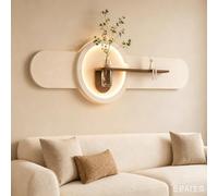 Tableau Décoratif 3D avec Éclairage LED Murale, Sculpture Moderne de 120cm avec Étagère Flottante et Vase, Art Lumineux Horizontal à Intensité Variable avec Télécommande, Déc 15.7×47.2 in（40×120 cm ）