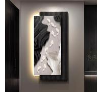 Tableau Décoratif 3D avec Éclairage LED pour Salon, Décoration Murale Moderne Verticale Effet Pierre avec Télécommande, Grand Panneau Lumineux pour Entrée, Couloir et Chambre 27.5*55.1”( 70*140cm)