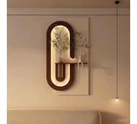 Tableau Décoratif 3D avec Éclairage LED, Sculpture Murale Moderne Style Galets avec Télécommande Vase en Verre et Plantes Artificielles, Décoration Mural W Coffee-colored 23.6 × 47.2 in（60 × 120 cm ）