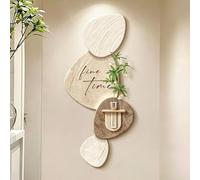 Tableau décoratif 3D en grès pour entrée, Art Mural Minimaliste Moderne en 3D, fresque Murale sans Cadre avec Vase et Plante Artificielle, Sculpture Murale pour Hall d'entrée, Couloir (Style