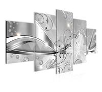 Tableau Décoration Murale 200x100 cm Runa art 201351c Fleurs D'Orchidée - 5 Panneaux Deco Toile Prêt à Accrocher - Gris