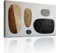 Tableau Decoration Murale Abstrait Géométrique Ellipses Impression sur Toile, Mid-Century Modern Affiche Decoration Murale pour Salon Chambre Cuisine Couloir Tons Terre 100x50 cm Maison Deco Peinture