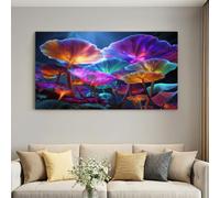 Tableau décoration murale Botanique Lumière Douce - Décoration 90x60 cm | Champignon Néon Arc En Ciel Peinture Image sur Toile Tableau Decoration Murale pour Salle Gaming Bar Home Cinéma
