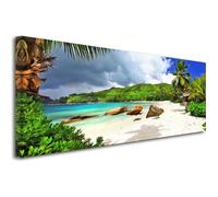 Tableau décoration murale - Declina - Paysage des Seychelles - 100x35 cm - Coton - Contemporain