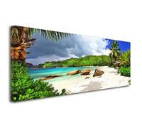 Tableau décoration murale - Declina - Paysage des Seychelles - 120x50 cm - Coton - Contemporain